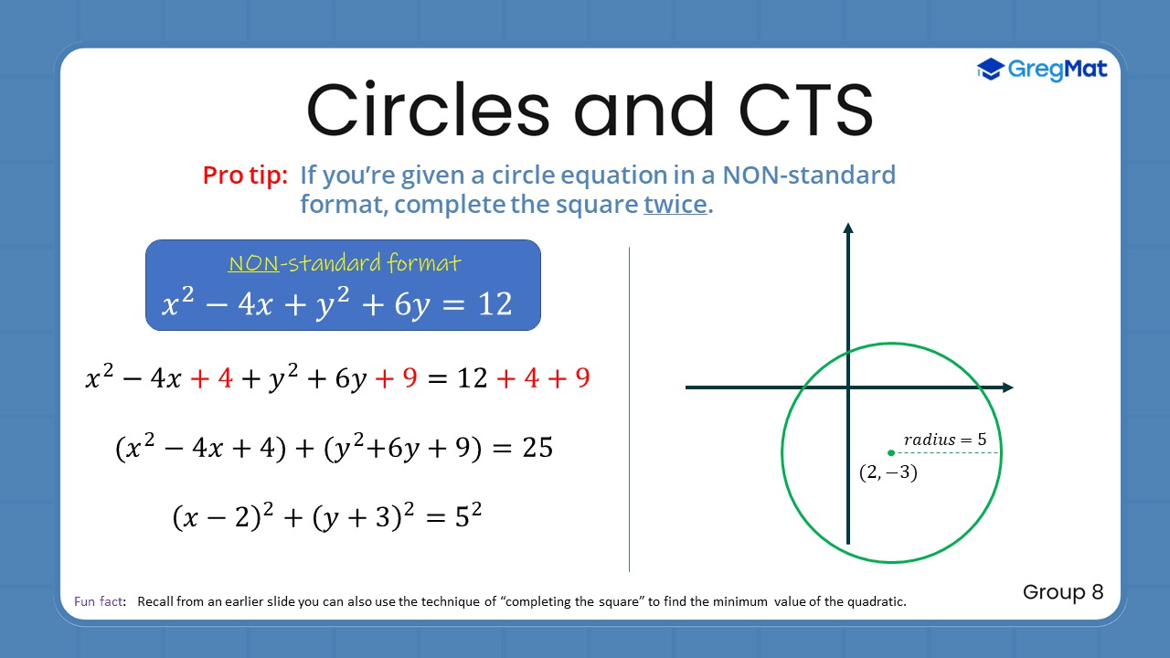 Quant Flashcards Group 8 - Circles and Completing the Square