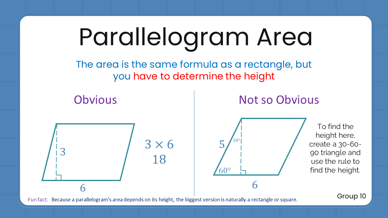 Quant Flashcards Group 10 - Parallelogram Area