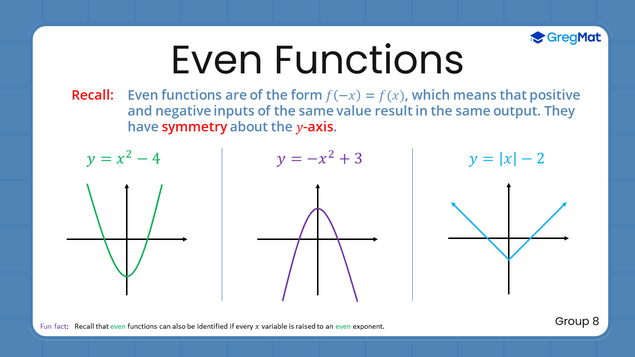 Quant Flashcards Group 8 - Even Functions