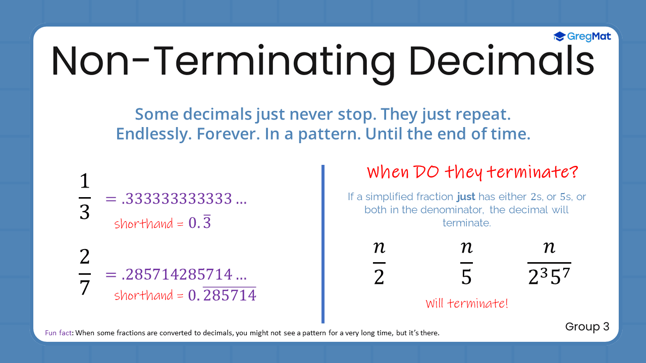 Quant Flashcards Group 3 - Non-Terminating Decimals