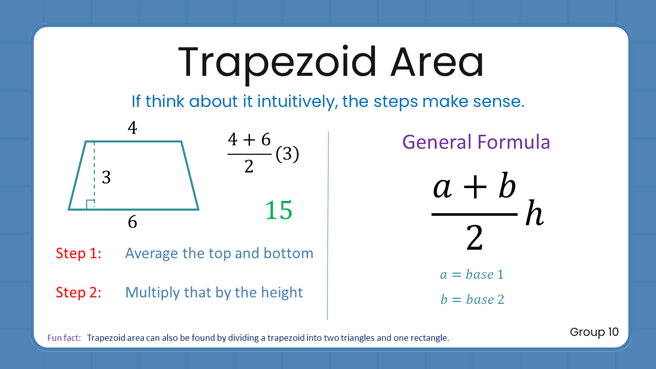 Quant Flashcards Group 10 - Trapezoid Area