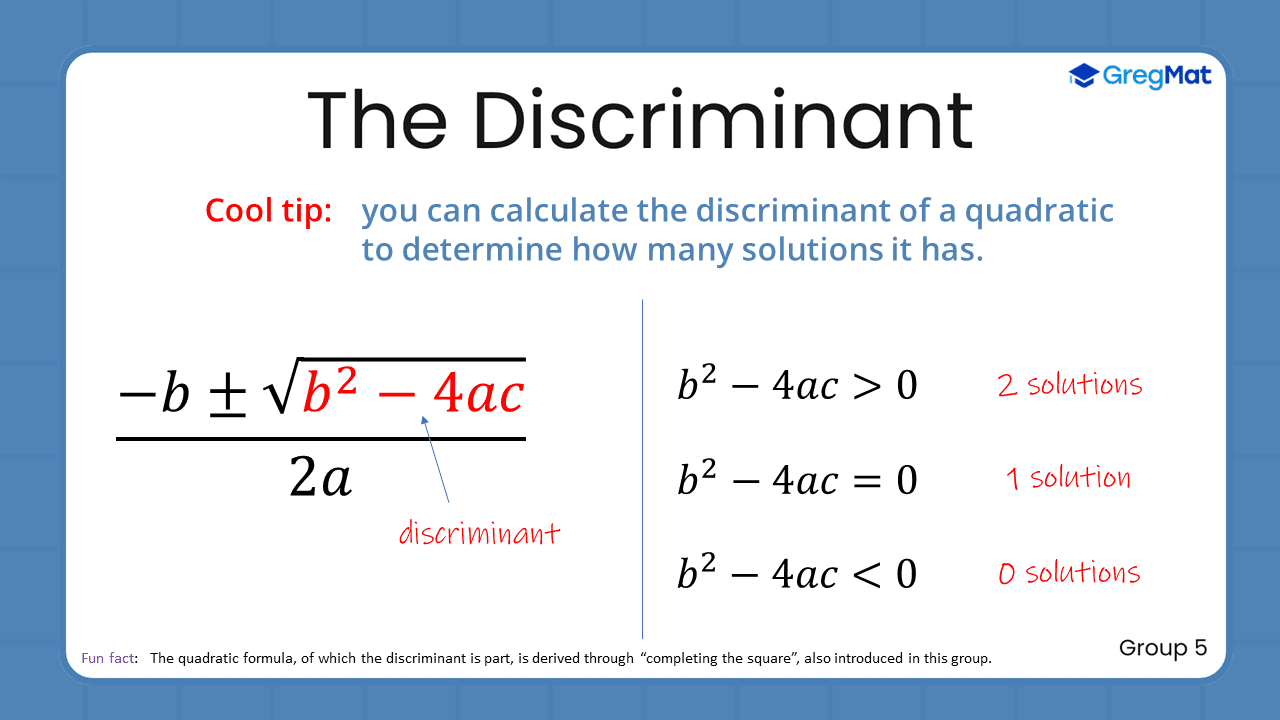 Quant Flashcards Group 5 - The Discriminant