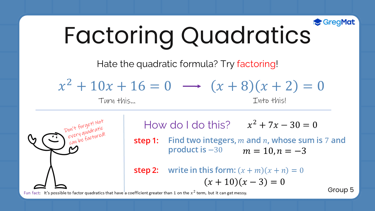 Quant Flashcards Group 5 - Factoring Quadratics