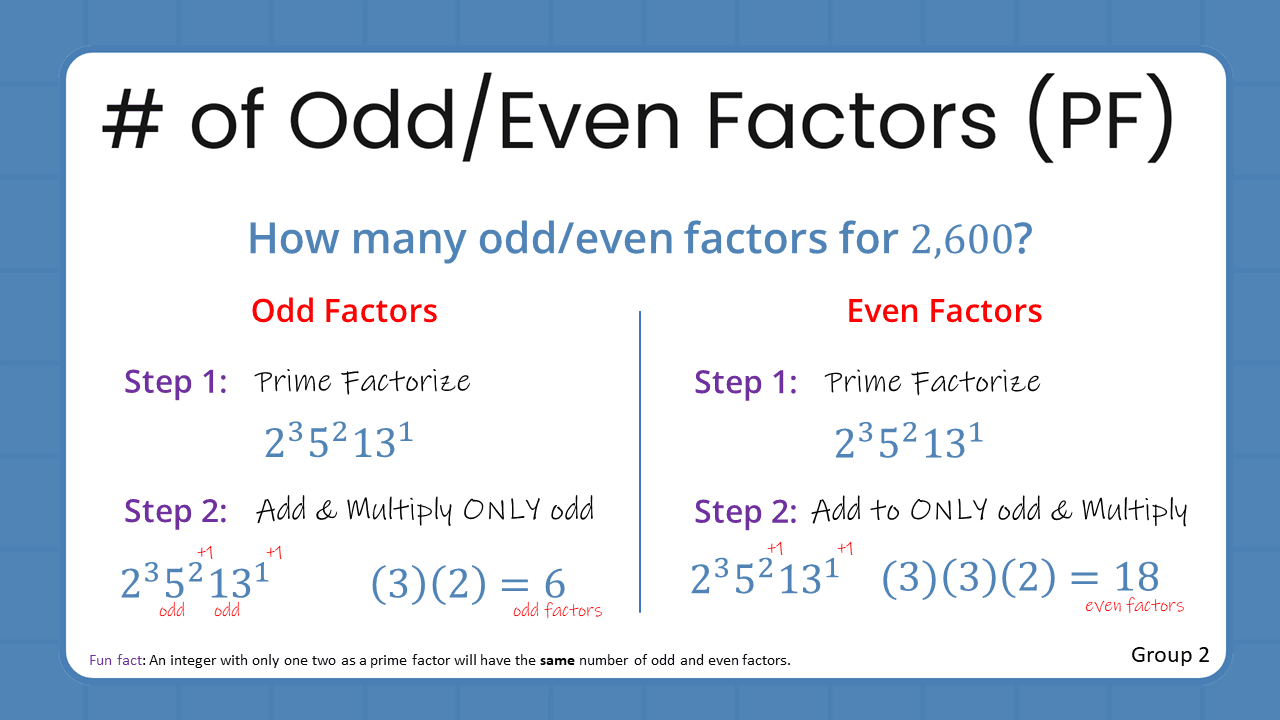 Quant Flashcards Group 2 -# of Odd/Even Factors