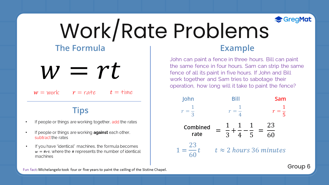 Quant Flashcards Group 6 - Work/Rate Problems