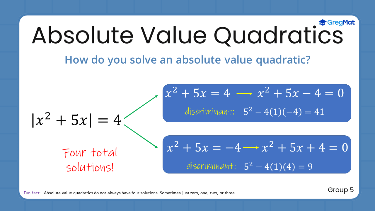 Quant Flashcards Group 5 - Absolute Value Quadratics
