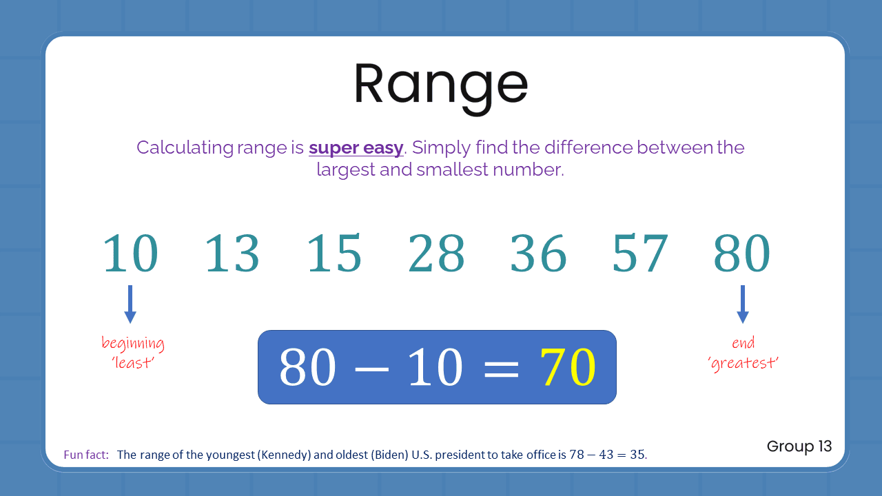 Quant Flashcards Group 13 - Range