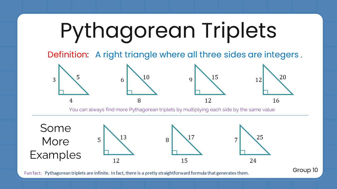 Quant Flashcards Group 10 - Pythagorean Triplets