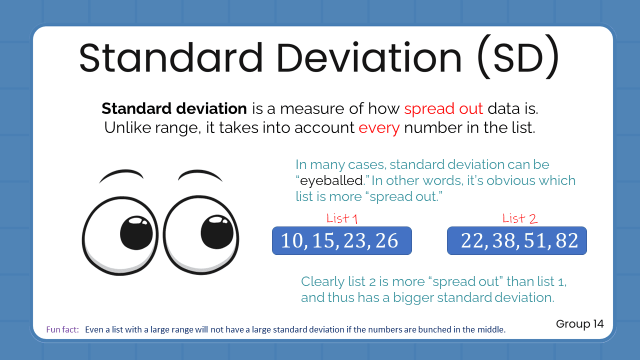 Quant Flashcards Group 14 - Standard Deviation (SD)