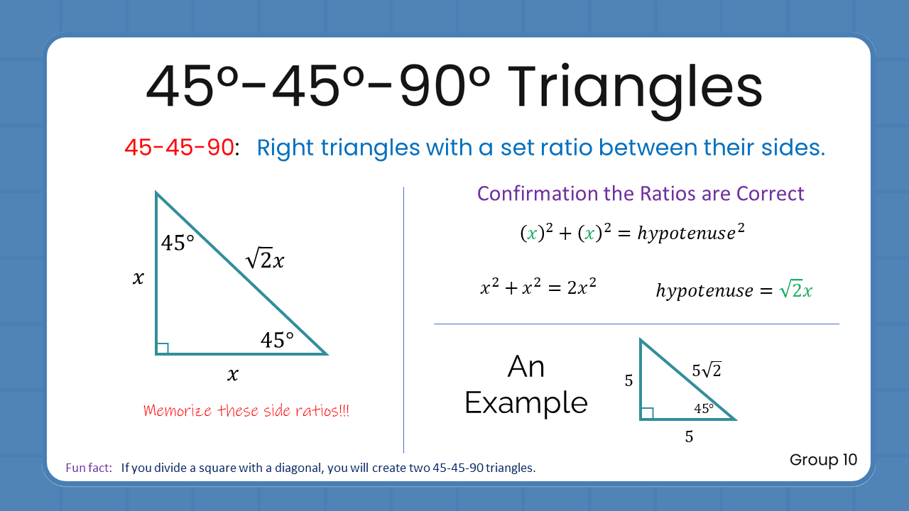 Quant Flashcards Group 10 - 45-45-90 Triangles