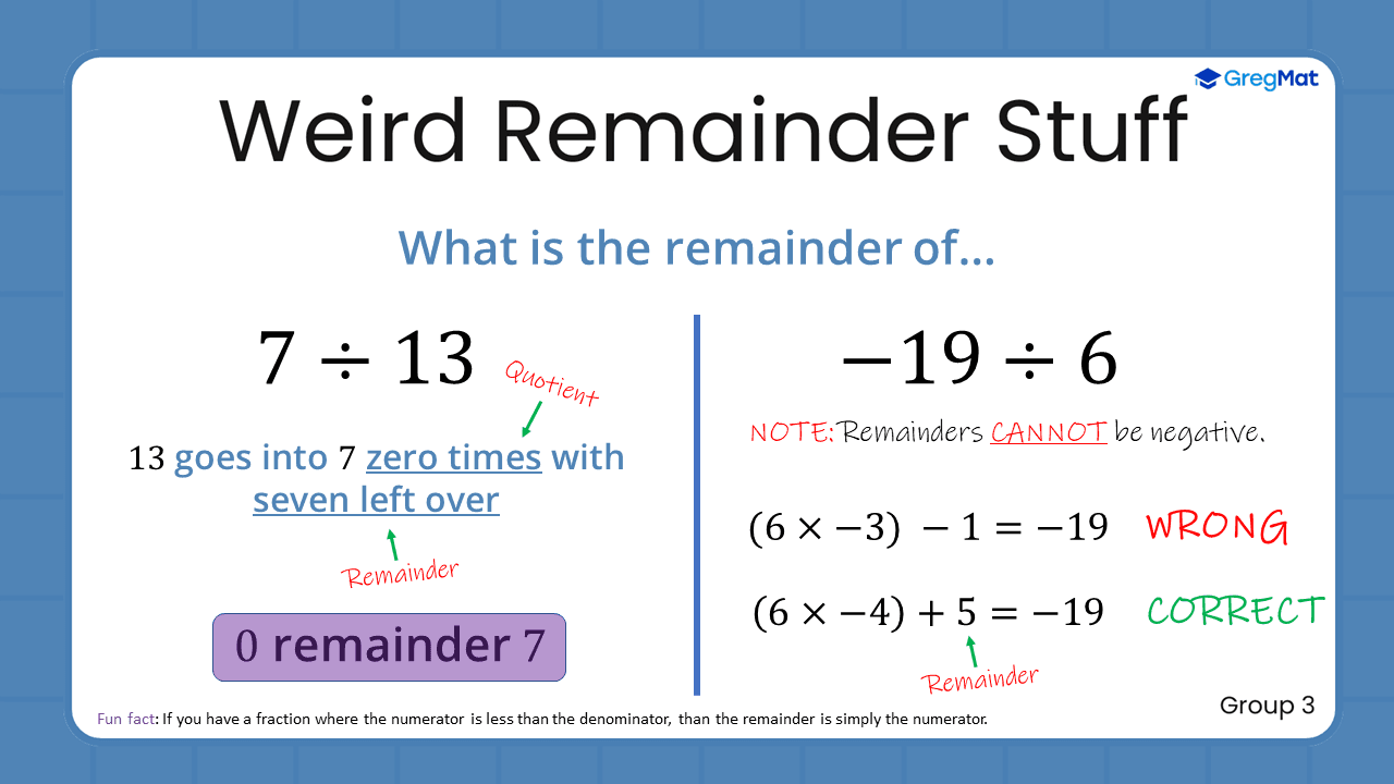 Quant Flashcards Group 3 - Weird Remainder Stuff