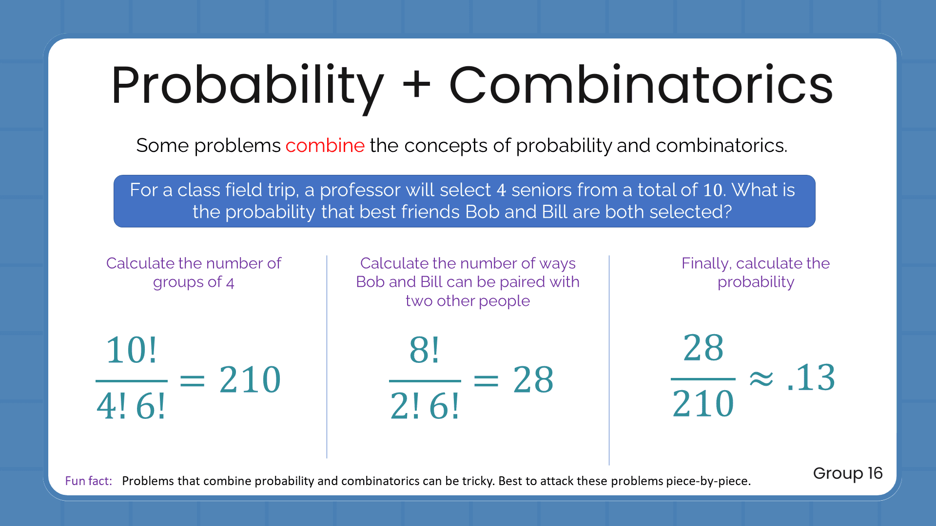 Quant Flashcards Group 16 - Probability + Combinatorics
