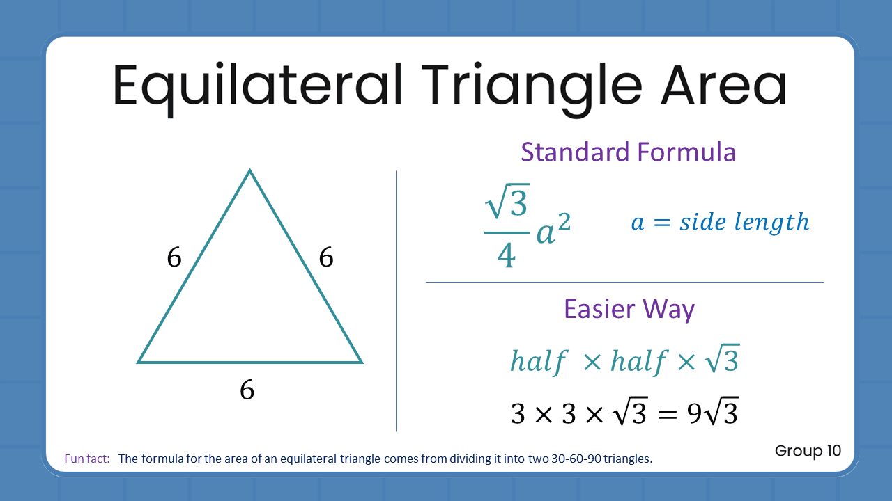 Quant Flashcards Group 10 - Equilateral Triangle Area