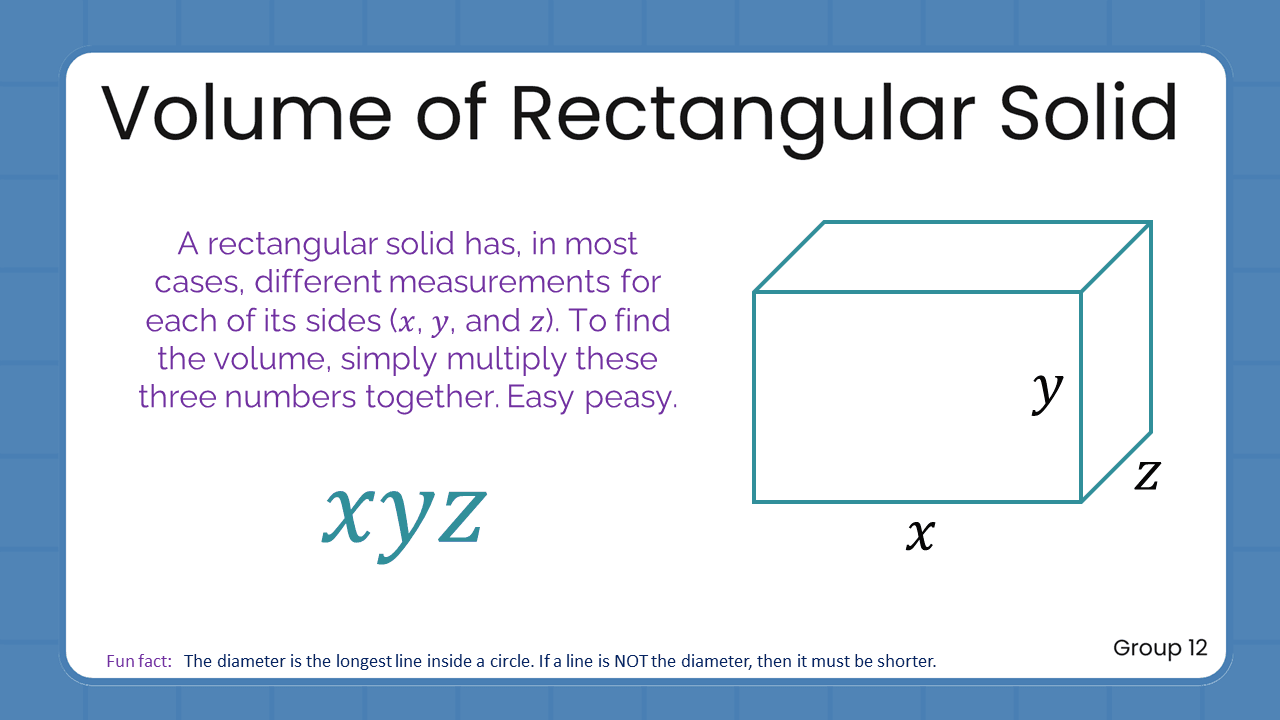 Quant Flashcards Group 12 - Volume of a Rectangular Solid