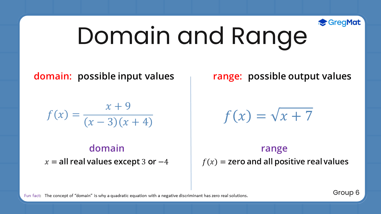 Quant Flashcards Group 6 - Domain and Range