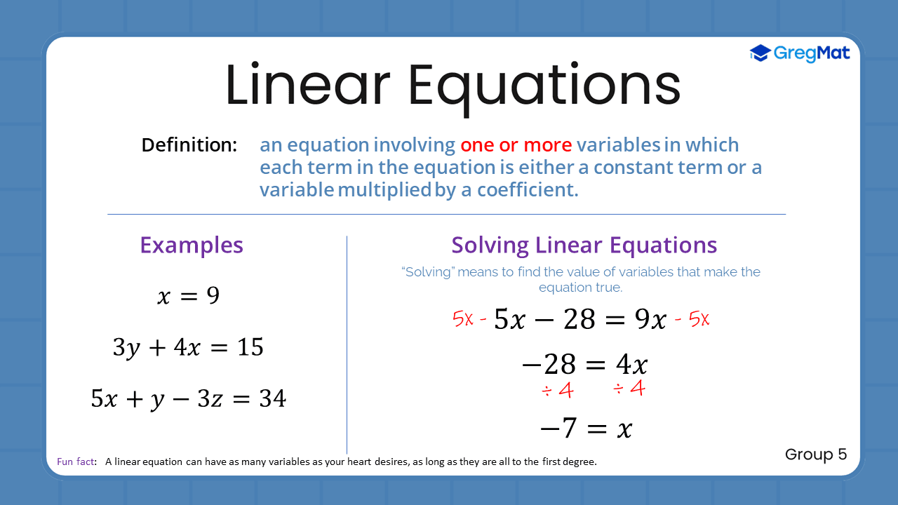 Quant Flashcards Group 5 - Linear Equations