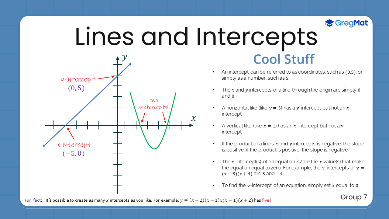 Quant Flashcards Group 7 - Lines and Intercepts
