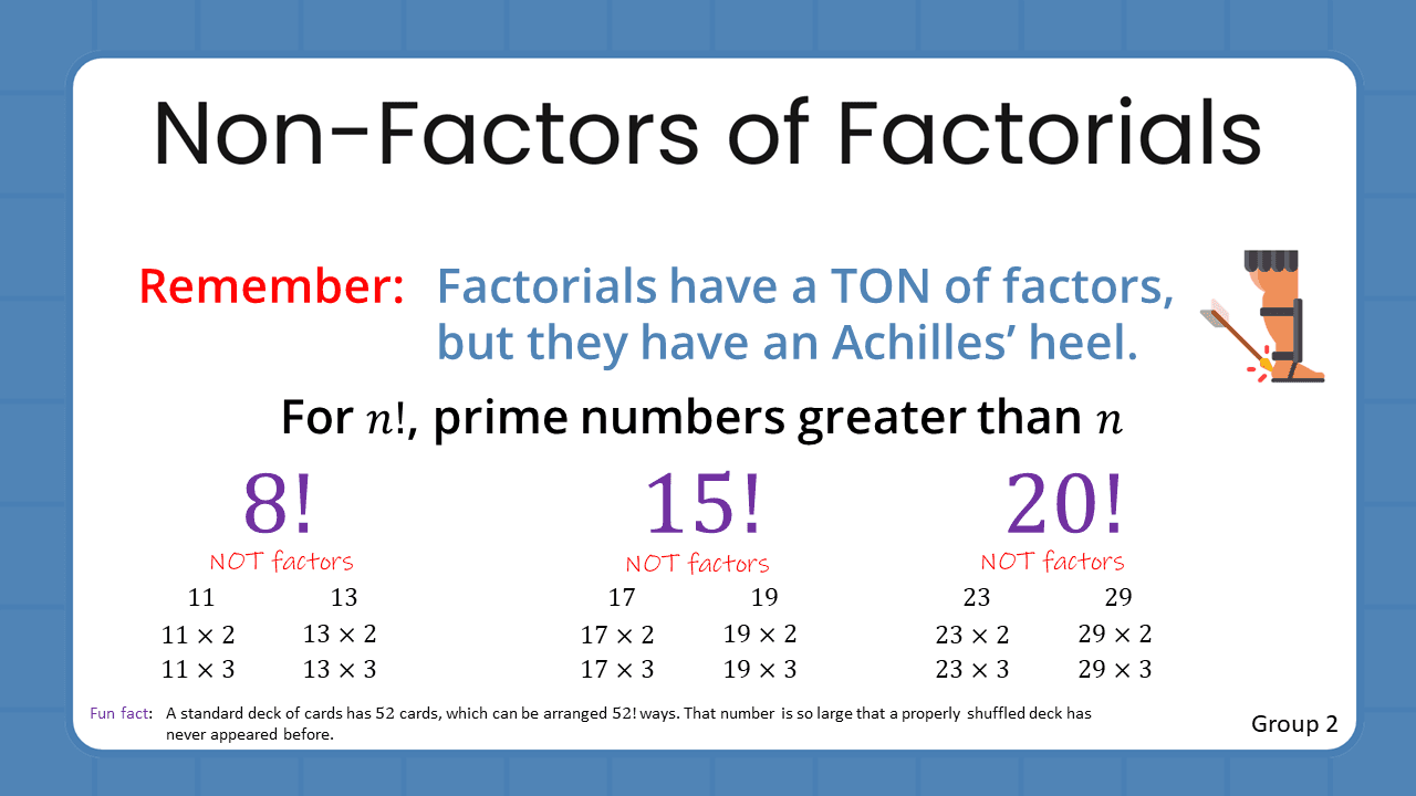 Quant Flashcards Group 2 - Non-Factors of Factorials