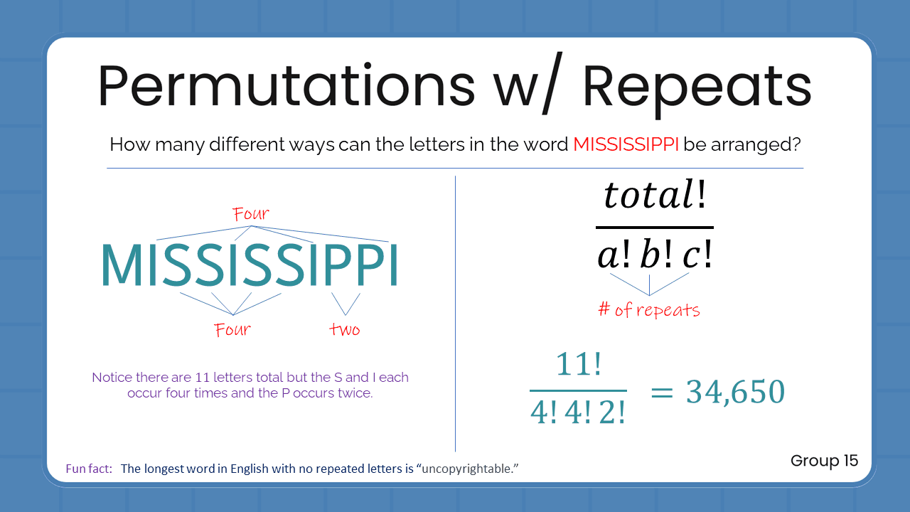 Quant Flashcards Group 15 - Permutations w/ Repeats